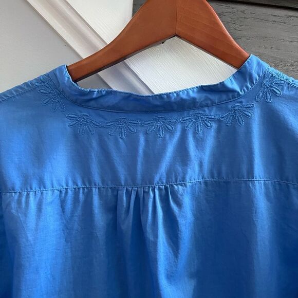 L. L. Bean Lightweight Embroidered Blue Cotton Tunic sz L EUC - Picture 4 of 6